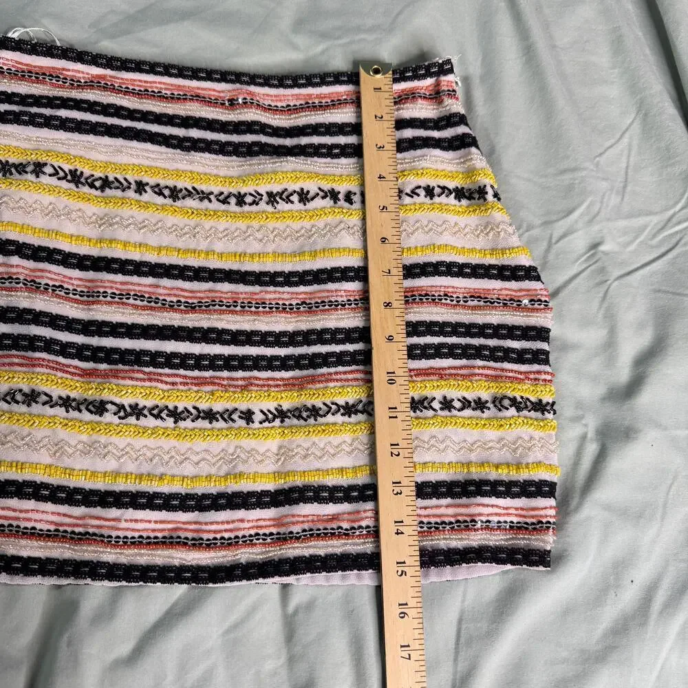 Willow & Clay Anthropologie Women's sz 4 Beaded Mini Skirt Lined Neutral Colors